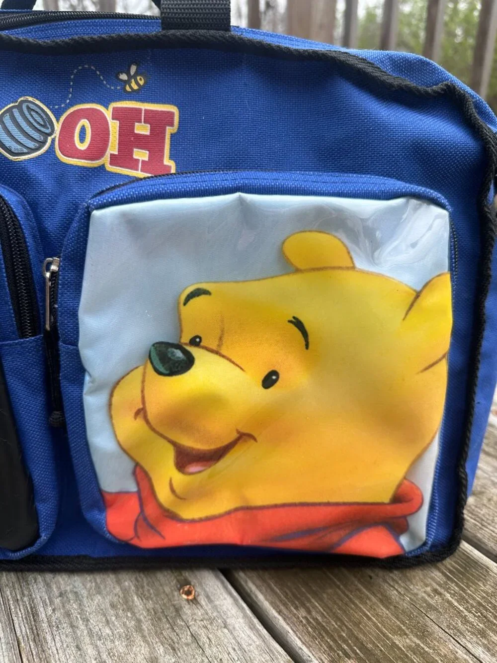 Vintage Winnie The Pooh Duffle Bag 90's Blue Pockets 90's Tote
